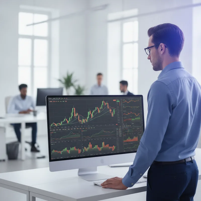 Focused investor reviewing a portfolio strategy on screen